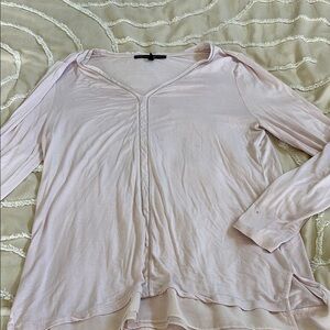 White House Black Market Pink Asymmetrical Long Sleeve Blouse